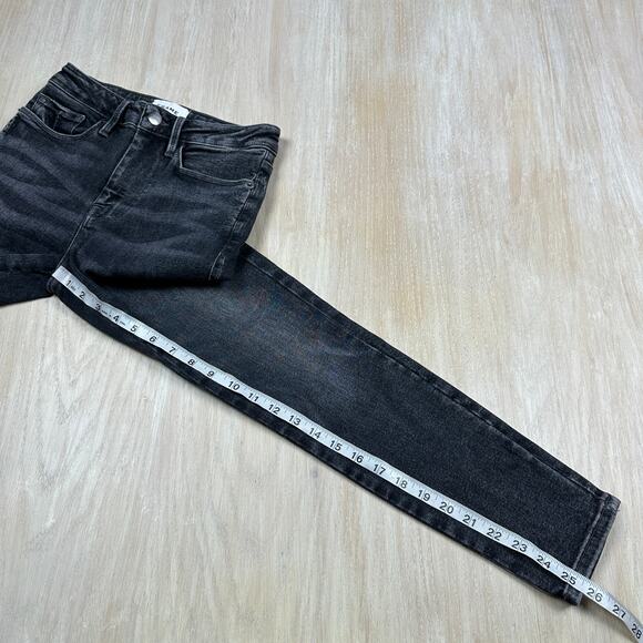 Frame Le One Skinny Jeans Size 1 Black Denim Jeans High Rise Dark Wash (US 4) - Picture 12 of 16